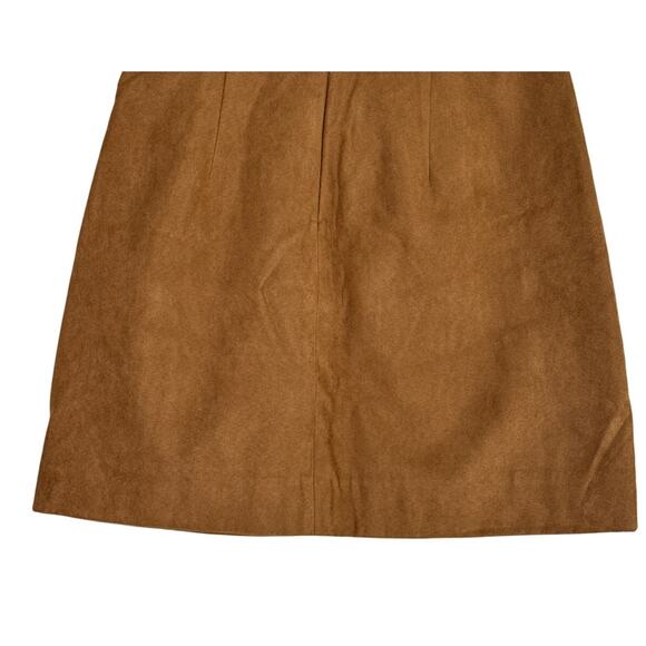 J. Crew Faux Suede Mini Skirt Lined Pockets 00 Walnut Tan Style BC892 #3291 - Picture 6 of 14